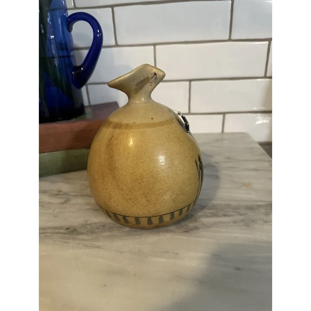 Michael Schlyer Flat Earth Studio Pottery 3 Warriors Vase Vintage Cabincore